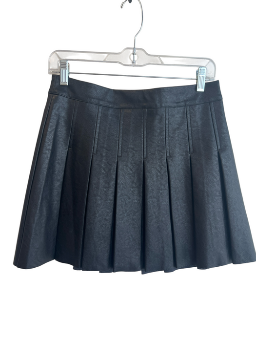 Aqua Size Medium Black Cotton & Polyurethane Pleats Side Zip Mini Skirt Black / Medium