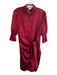 Cinq a Sept Size 2 Dark Red Silk Tie At Waist Button Down Half Sleeve Dress Dark Red / 2