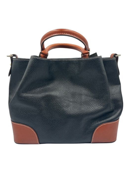 Dooney & Bourke Black & Brown Leather Pebbled Top Handles Bag Black & Brown