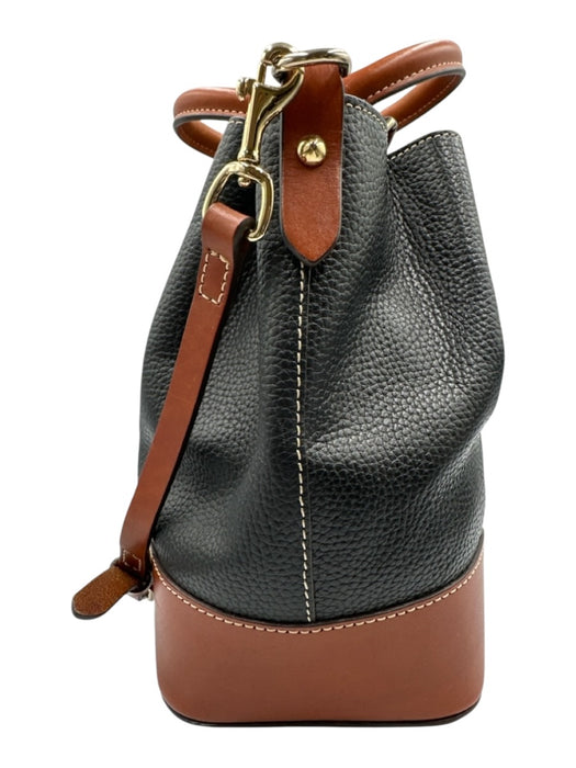 Dooney & Bourke Black & Brown Leather Pebbled Top Handles Bag Black & Brown