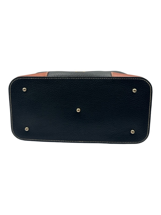 Dooney & Bourke Black & Brown Leather Pebbled Top Handles Bag Black & Brown