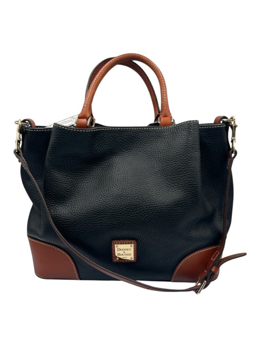 Dooney & Bourke Black & Brown Leather Pebbled Top Handles Bag Black & Brown