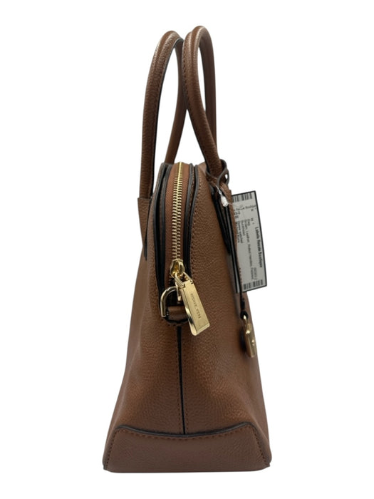 Michael Kors Brown Leather Rolled Handles Pebbled Bag Brown