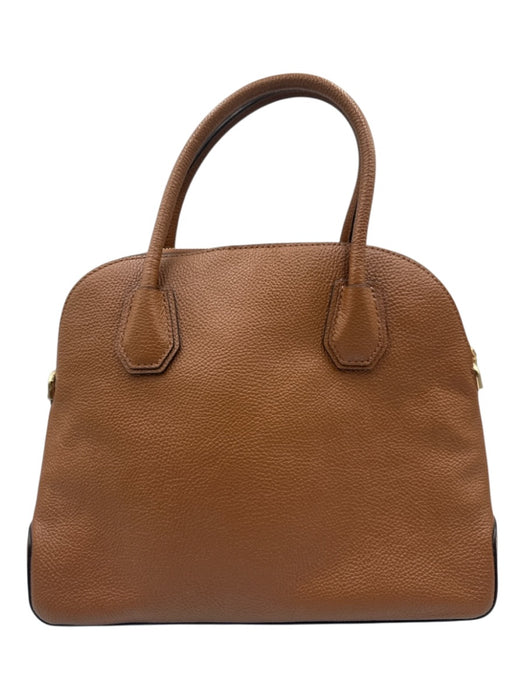 Michael Kors Brown Leather Rolled Handles Pebbled Bag Brown