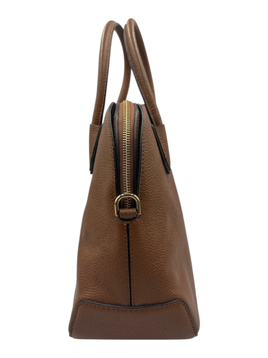Michael Kors Brown Leather Rolled Handles Pebbled Bag Brown