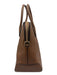 Michael Kors Brown Leather Rolled Handles Pebbled Bag Brown