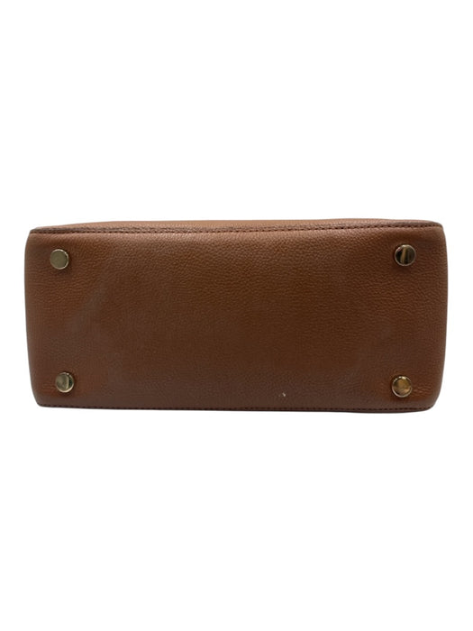 Michael Kors Brown Leather Rolled Handles Pebbled Bag Brown