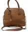 Michael Kors Brown Leather Rolled Handles Pebbled Bag Brown