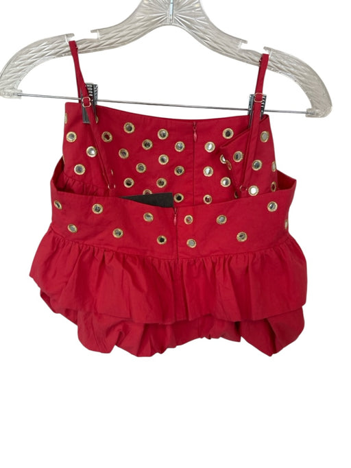 Vestique Size XS Red Cotton Bubble Hem metallic dots Cropped Mini Skirt Set Red / XS