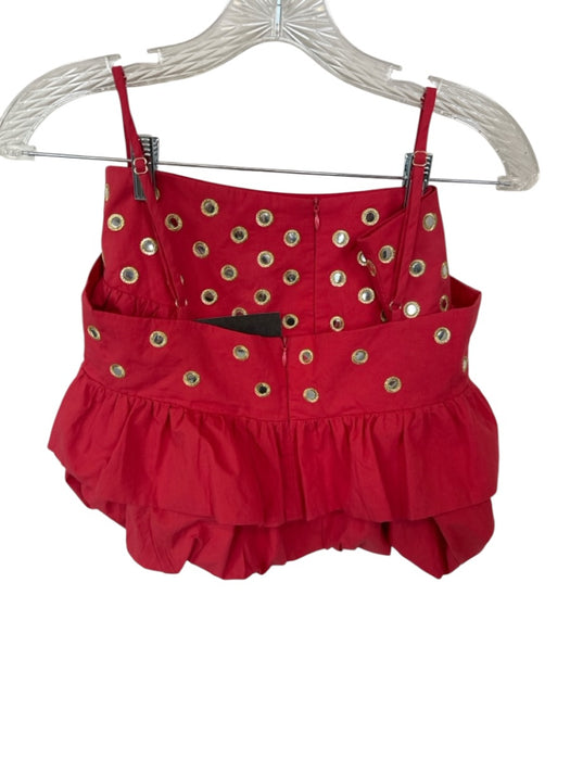 Vestique Size XS Red Cotton Bubble Hem metallic dots Cropped Mini Skirt Set Red / XS