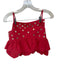 Vestique Size XS Red Cotton Bubble Hem metallic dots Cropped Mini Skirt Set Red / XS