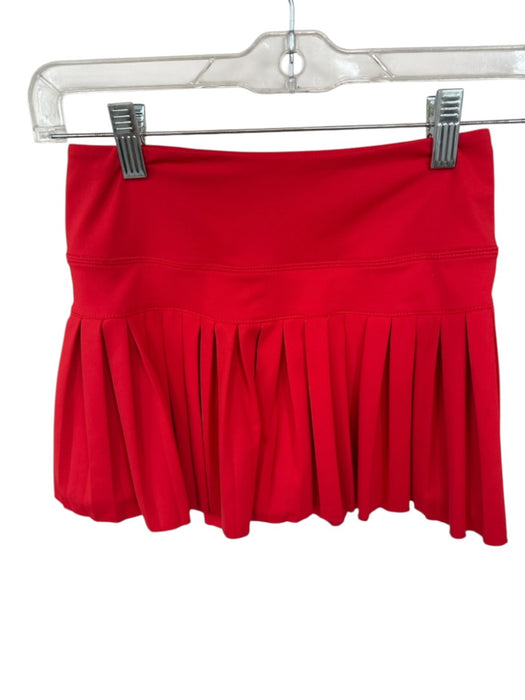 Gold Hinge Size XS Fire Engine Red Nylon Blend Pleated Mini Athletic Skort Fire Engine Red / XS