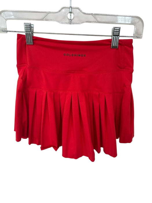 Gold Hinge Size XS Fire Engine Red Nylon Blend Pleated Mini Athletic Skort Fire Engine Red / XS