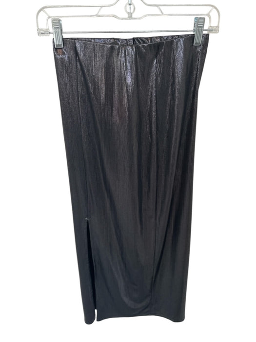 Zara Size S Black Polyester Blend Sinched Waist Shiny Maxi Side gathering Skirt Black / S