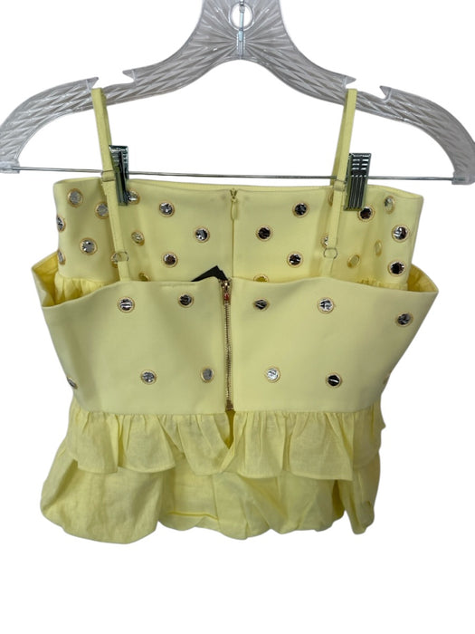 Fancy Size XS Butter Yellow Polyester Bubble Hem metallic dots Cropped Skirt Set Butter Yellow / XS