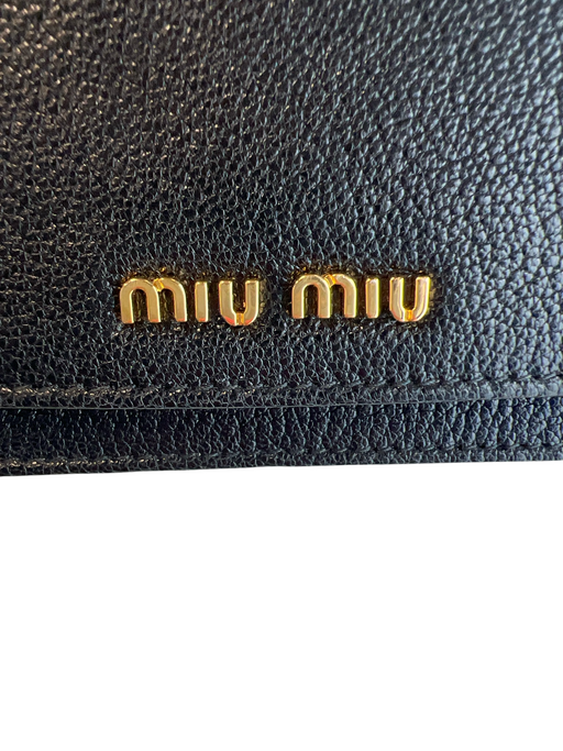 Miu Miu Black Gold Tone Hardware Pebbled Leather Magnetic Snap Convertible Bag Black / Small
