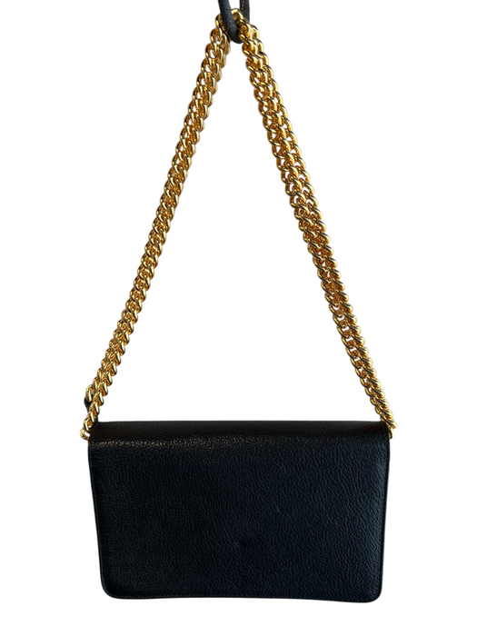 Miu Miu Black Gold Tone Hardware Pebbled Leather Magnetic Snap Convertible Bag Black / Small