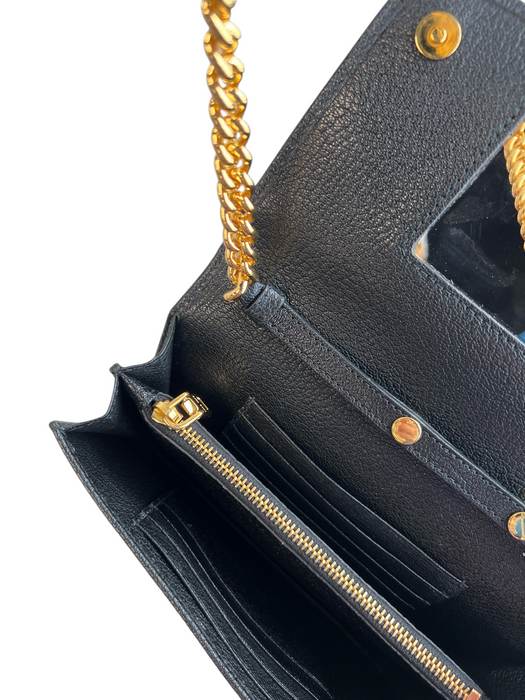 Miu Miu Black Gold Tone Hardware Pebbled Leather Magnetic Snap Convertible Bag Black / Small