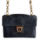 Salvatore Ferragamo Black Leather Gold Tone Hardware Laser Cut Chain Detail Bag Black / Small