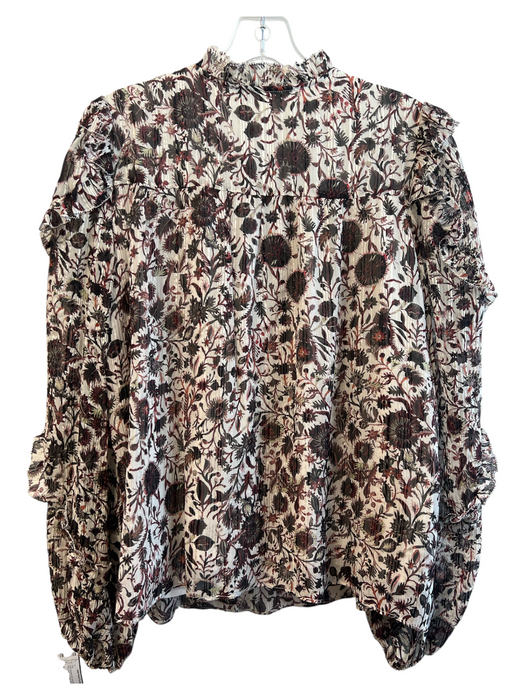 Marie Oliver Size 1 Multi Viscose & Silk Long Sleeve Floral Print V Neck Top Multi / 1