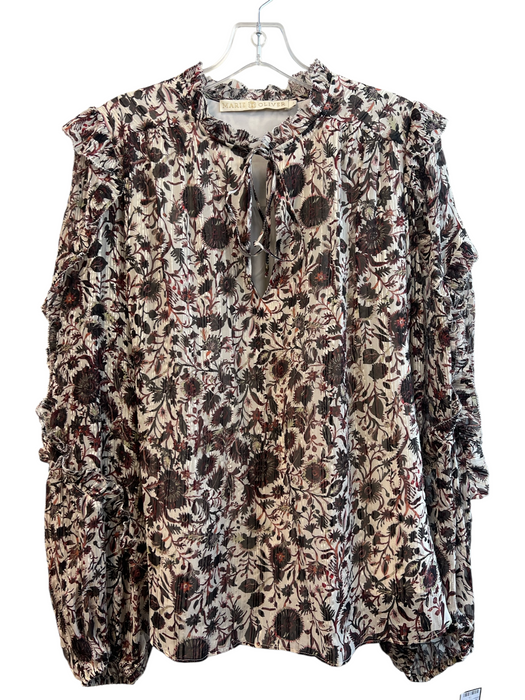 Marie Oliver Size 1 Multi Viscose & Silk Long Sleeve Floral Print V Neck Top Multi / 1