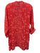 Johnny Was Size L Red Rayon 1/2 Button Long Sleeve Floral Stitching Pleats Dress Red / L