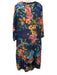 Johnny Was Size L Navy & Multi Cotton & Silk Long Sleeve Midi Floral Dress Navy & Multi / L