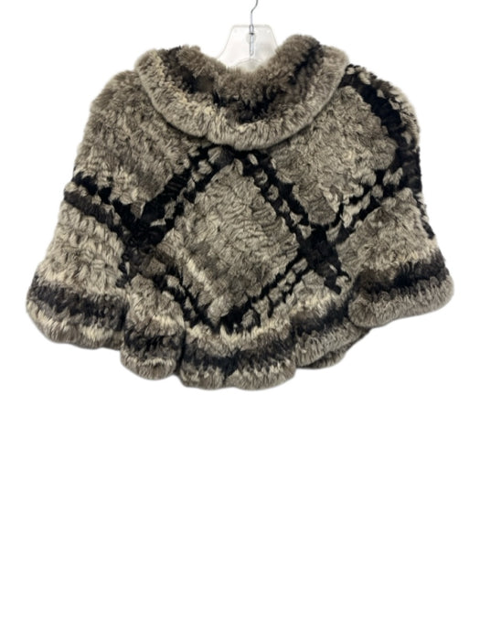 Juliana Collezione Gray, Black, Cream Rex Rabbit Ruffle Striped Cape Gray, Black, Cream / One Size
