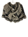 Juliana Collezione Gray, Black, Cream Rex Rabbit Ruffle Striped Cape Gray, Black, Cream / One Size