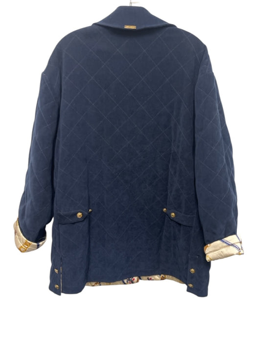 St John Sport Size Small Navy Blue Polyester Blend Silk Lining Quilted Jacket Navy Blue / Small