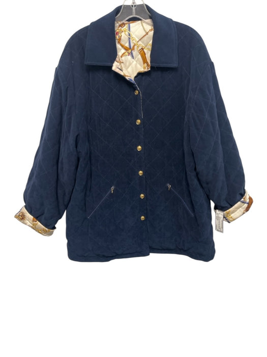 St John Sport Size Small Navy Blue Polyester Blend Silk Lining Quilted Jacket Navy Blue / Small