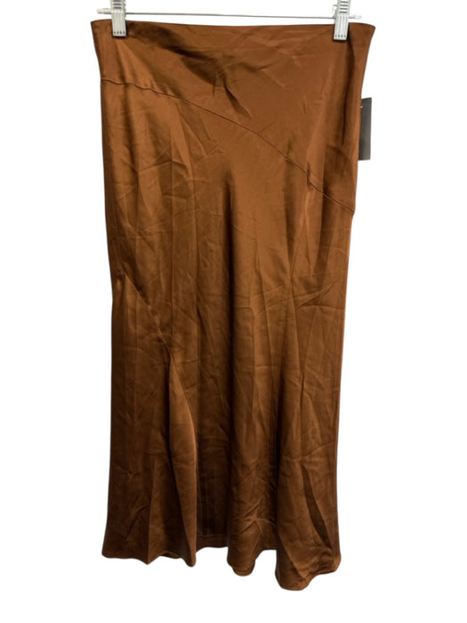 Veronica Beard Size 4 Brown Silk Blend Elastic Waist Satin Midi Skirt Brown / 4