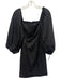 Pomander Place Size Medium Black Cotton Long puff sleeve Square Neck Dress Black / Medium