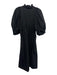 Never a Wallflower Size Est M Black Cotton Half Puff Sleeve V Neck Ruffles Dress Black / Est M