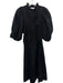 Never a Wallflower Size Est M Black Cotton Half Puff Sleeve V Neck Ruffles Dress Black / Est M