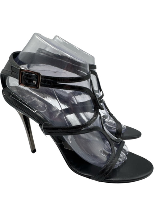 Roger Vivier Shoe Size 40 Black Synthetic Leather Upper Patent Strappy Sandals Black / 40