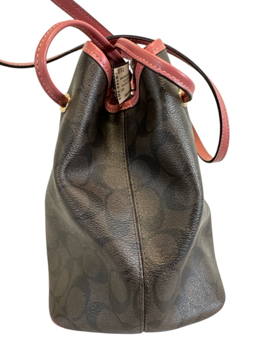 Coach Brown & Black Coated Canvas Monogram Drawstring Pouch Inc. Bag Brown & Black