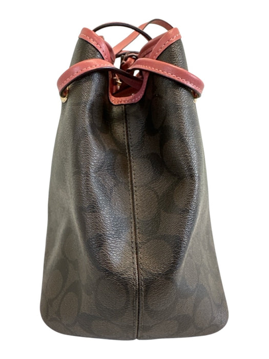 Coach Brown & Black Coated Canvas Monogram Drawstring Pouch Inc. Bag Brown & Black