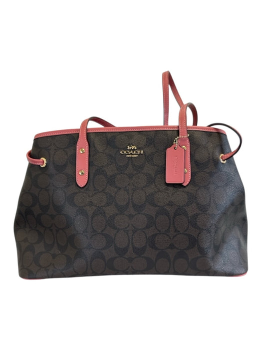 Coach Brown & Black Coated Canvas Monogram Drawstring Pouch Inc. Bag Brown & Black