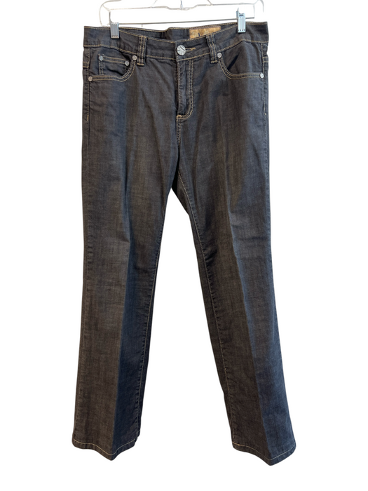 V Cristina Size 10 Grey Cotton High Rise Zip Fly 5 Pocket Beaded Design Jeans Grey / 10