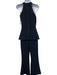 KZ_K STUDIO Size 4 Navy Polyester Sleeveless High Neck Elastic Waist Pant Set Navy / 4