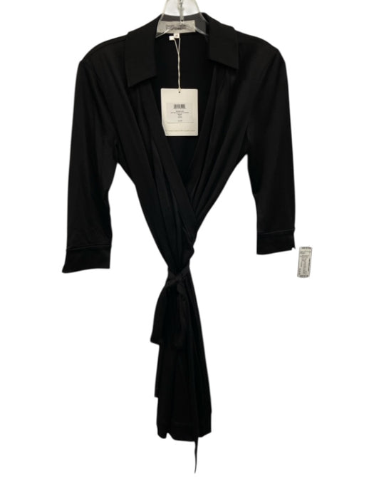Diane Von Furstenberg Size X Black Viscose Blend Long Sleeve Wrap Dress Black / X