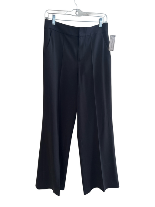 Alice + Olivia Size 6 Black Polyester Trouser Wide Leg Front Pintuck Seam Pants Black / 6