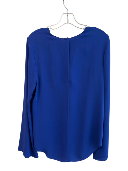 Theory Size Small Royal Blue Silk Long Sleeve Round Neck Keyhole Back Top Royal Blue / Small