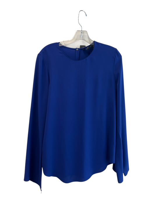 Theory Size Small Royal Blue Silk Long Sleeve Round Neck Keyhole Back Top Royal Blue / Small