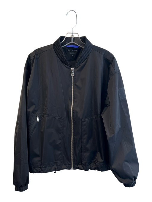 Athleta Size Medium Black Polyester Front Zip Ribbed Accent Zip Pocket Jacket Black / Medium