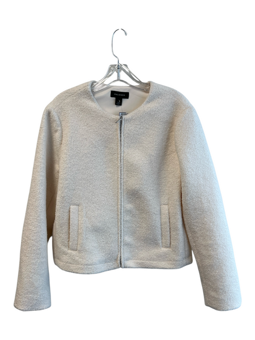 Halogen Size Small White Polyester Round Neck No Collar Front Zip Pockets Jacket White / Small