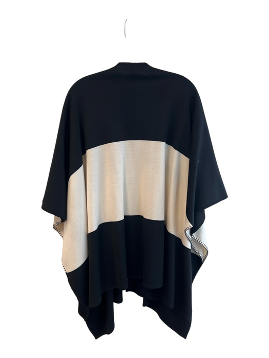 St. John Black & White Wool Blend Knit Color Block Cape Black & White / One Size