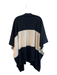 St. John Black & White Wool Blend Knit Color Block Cape Black & White / One Size