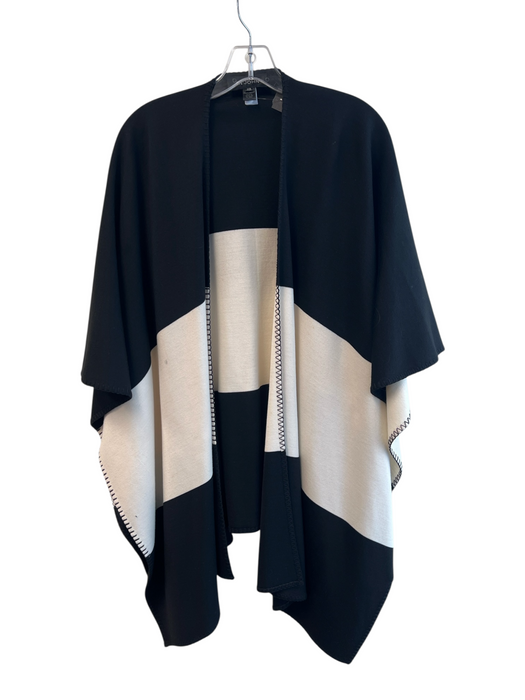 St. John Black & White Wool Blend Knit Color Block Cape Black & White / One Size